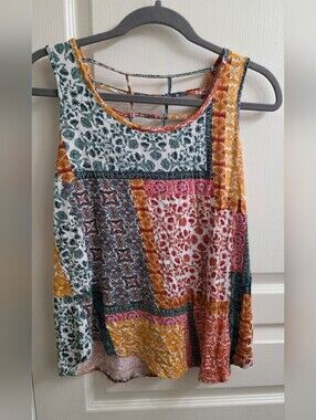 Women’s Boho Patchwork Print Sleeveless Tank Top - Multicolor